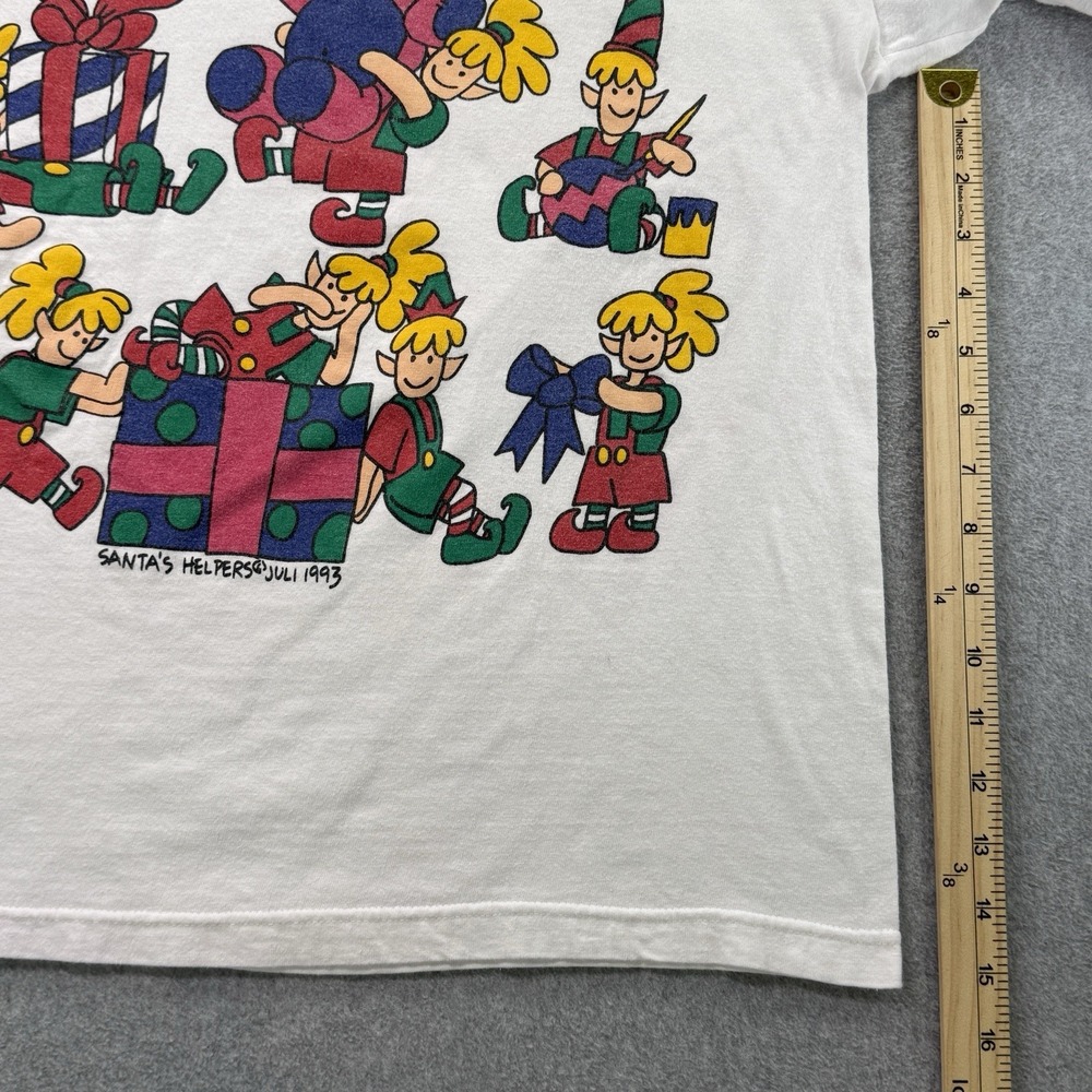 Ugly Christmas Shirt‎ 1993 Juli Santa's Helpers Elves Graphic Holiday M Vintage - Picture 6 of 11